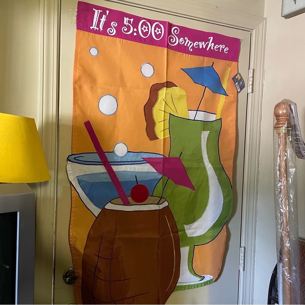 Oversized Flag w/Appliqués Summer Brights & Colorful,  'It's 5:00 Somewhere' NWT